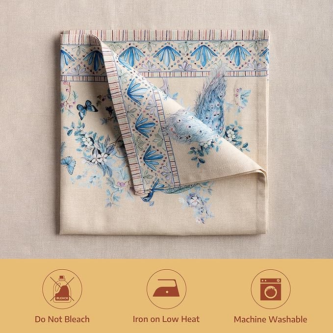 Maison d' Hermine Napkins 100% Combed Cotton Premium Set of 4 Decorative Cloth Napkin Washable Dinner Napkins for Holiday, Dinner, Wedding & Dining - Peacock Utopia - Sandy Beach (20”x20”)