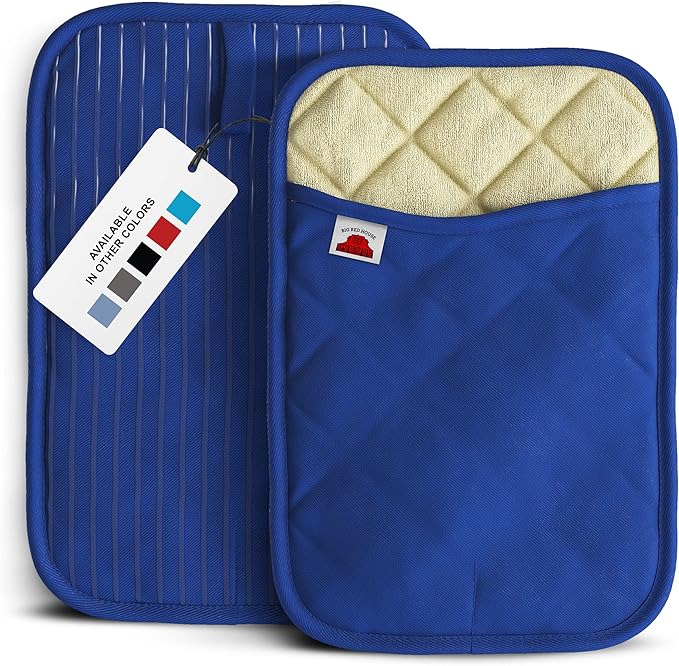 Big Red House - Silicone Pot Holders - Set of 2 Dark Royal Blue - 10x3 - Heat Resistant to 536 F / 280 C Kitchen Protectors Hot Pans Baking Professional Grade Cooking Mitts
