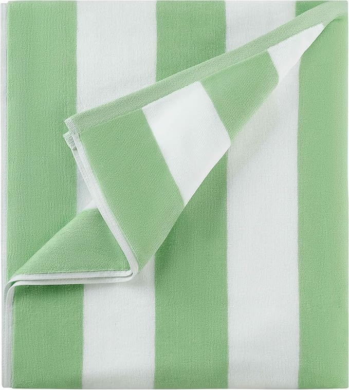 LULUHOME Large Oversized Beach Towel - Big Cotton Towel 36 x 70 Inch Striped Pool Towel, XL Cabana Soft Swimming Towel for Adult Men Women,Pastel Green