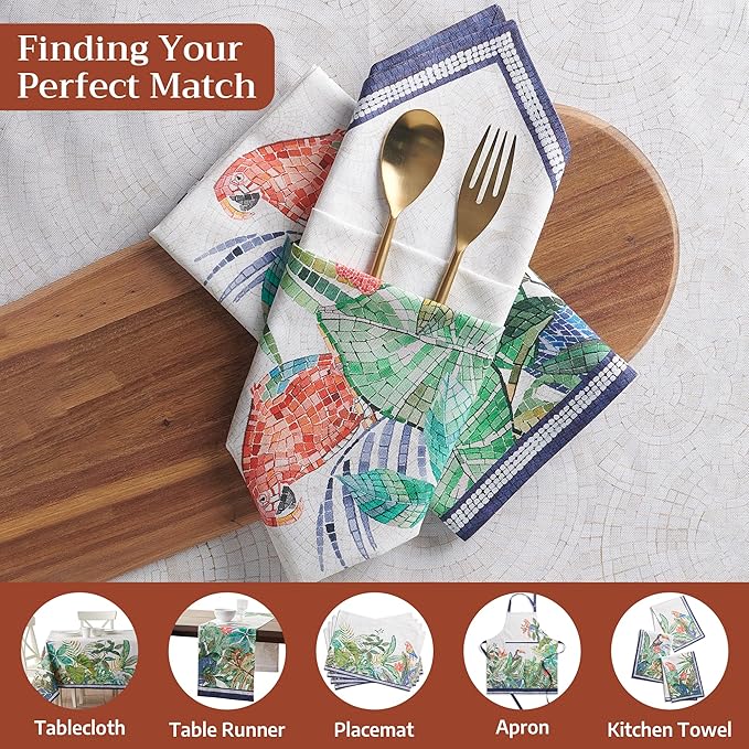 Maison d' Hermine Napkins 100% Combed Cotton Premium 20Inch x 20Inch Decorative Washable Cloth Napkin Table Napkin for Dining, Kitchen, Parties & Camping - Mosaic (Set of 4)