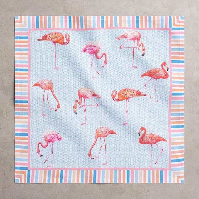Maison d' Hermine Cloth Napkins Set of 4 100% Cotton Everyday Reusable Square Napkins Cloth Washable Dinner Party Wedding Restaurant Gifts for Mothers Day Spring/Summer (Flamingo Love, 18" x 18")