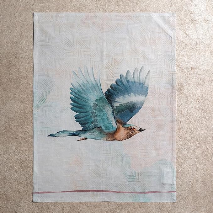 Maison d' Hermine Kitchen Towels Set of 3 100% Cotton 27.50" x 20" Reusable Cloth Tea Dish Towels Absorbent with Hanging Loop for Kitchen Gifts for Mothers Day Spring/Summer (Flying Birds)