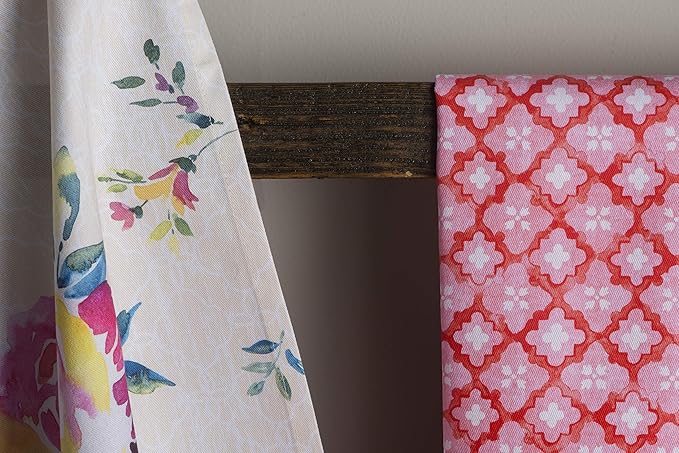 Maison d' Hermine Kitchen Towels Set of 3 100% Cotton 27.50" x 20" Reusable Cloth Tea Dish Towels Absorbent with Hanging Loop for Kitchen Gifts for Mothers Day Spring/Summer (Rose Garden)