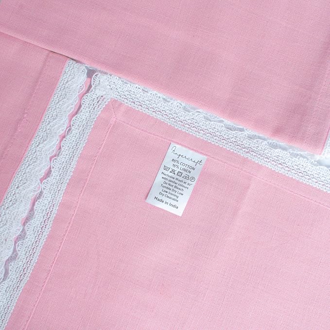 FINGERCRAFT Dinner Cloth Napkin Cotton Linen Blend 4 Pack Mitered Corners with Elegant Lace for Everyday Use Napkins are Pre Shrunk and Good Absorbency Pastel Rose Easter Color