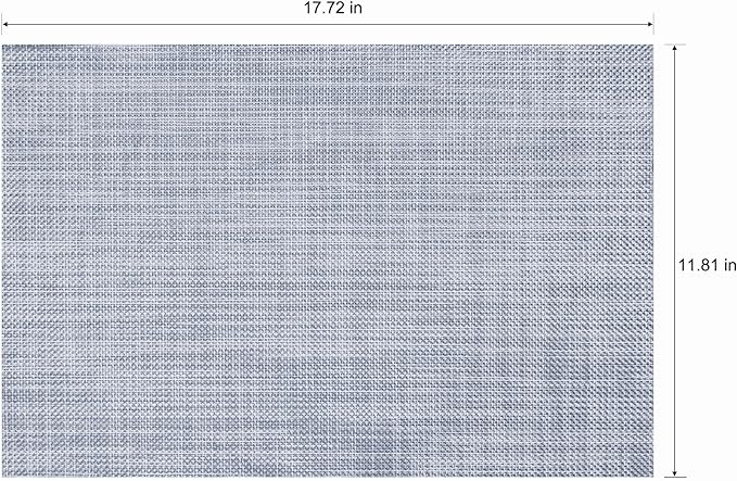 Placemats Set of 6 Washable Indoor/Outdoor Vinyl Place Mats for Dining Table Durable Non-Slip Heat Resistant PVC Weave Table Mats（Gray）