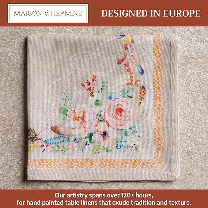 Maison d' Hermine Cloth Napkins Set of 4 100% Cotton Everyday Reusable Square Napkins Cloth Washable Dinner Party Wedding Restaurant Gifts for Mothers Day Spring/Summer (Ibiza - Beige, 20" x 20")
