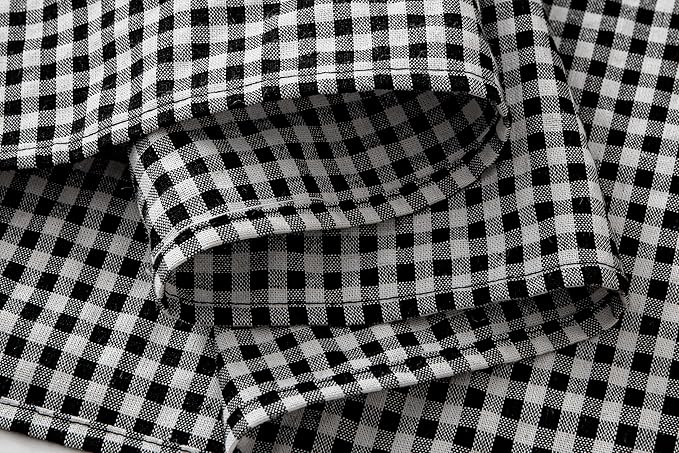 Vintage Gingham Apron for Women, Ruffle Straps, 2 Pockets, Soft Cotton, Apron Dress Style for Cooking & Baking