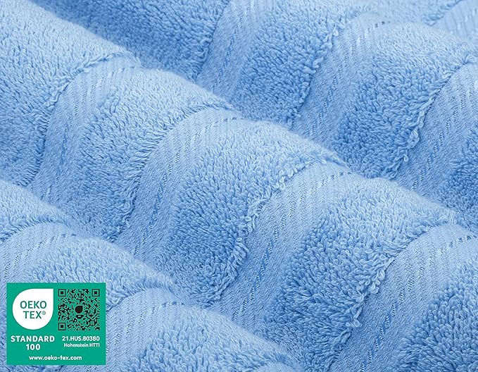 American Soft Linen Luxury Hand Towels for Bathroom, 600 GSM Heawy Weight 16x28 Size 100% Cotton Turkish 4 Piece Hand Face Towel Set, Sky Blue Hand Towels