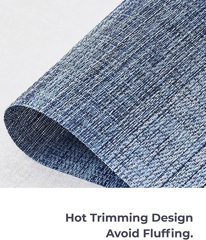 Leetaltree Gradient Blue Woven Placemats Set of 24 - Heat Resistant Non-Slip Place mats for Dining Table, Washable Durable PVC Vinyl Woven Table Mats(Gradient Blue, 24)