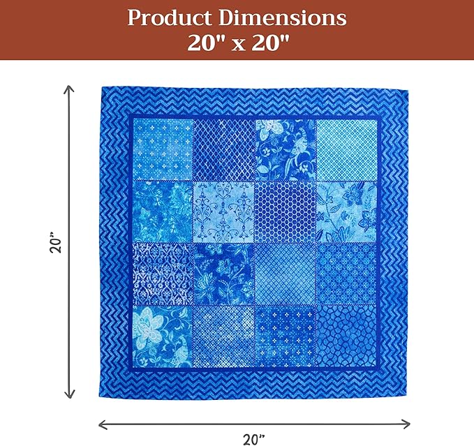 Maison d' Hermine Cloth Napkins Set of 4 100% Cotton Everyday Reusable Square Napkins Cloth Washable Dinner Party Wedding Restaurant Gifts for Mothers Day Spring/Summer (Indigo Love, 20" x 20")