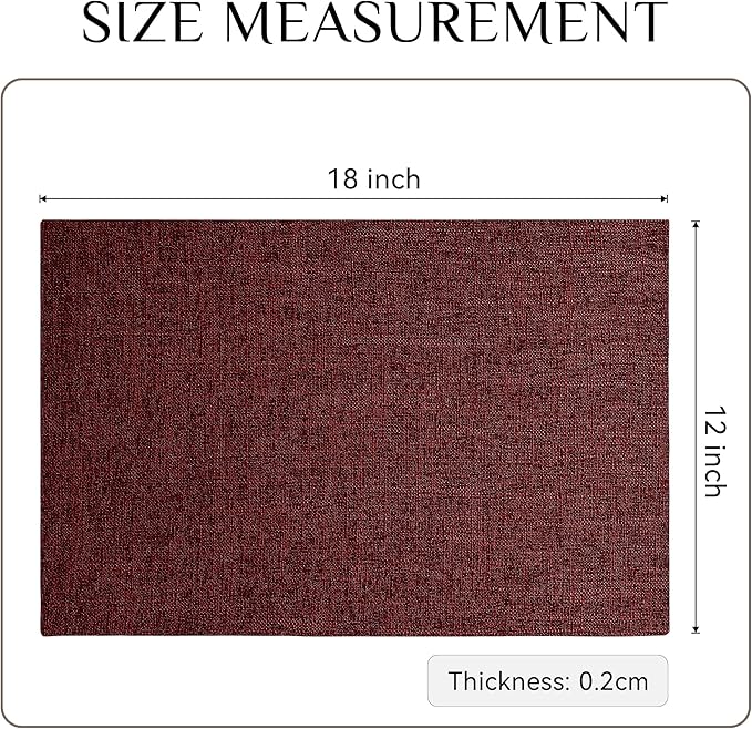 Softalker Faux Linen Placemats Set of 8-12 x 18 Inch, Heat Resistant Double Layered Durable Burlap Farmhouse Place Mats, Non-Slip Washable Rustic Table Mats for Dining, Kitchen, Party（Red