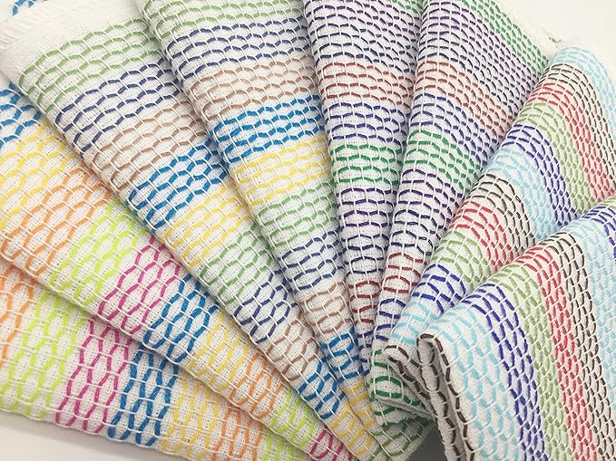 Mia'sDream Cleaning Rags Tidy Cotton Dish Cloths Dish Rags Cleaning Cloth, Absorbent Odor Free Dishcloths Kitchen Dish Towels, 13inch x 13inch 8 Pack Multi Colors