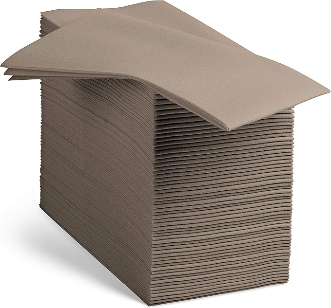 100 Linen-Feel Colored Paper Napkins - Decorative Cloth-Like Beige Dinner Napkins - Soft And Absorbent. For Kitchen, Party, Wedding, Bathroom Or Any Occasion. (Pack of 100)