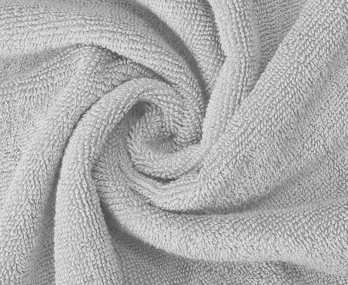 Oakias Premium Towel Set 600 GSM 8 Piece Silver - 100% Ring Spun Cotton Highly Absorbent Towels Set - Super Soft Bathroom Towel Set - Hotel Quality Double Stitched Hem - Ideal for Hotels, Spa, Gym