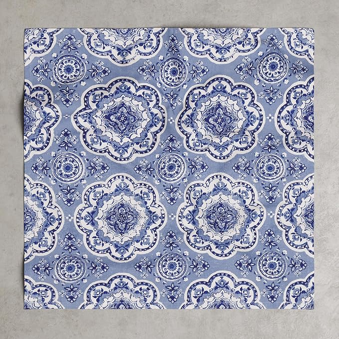 Maison d' Hermine Cloth Napkins Set of 4 100% Cotton Everyday Reusable Square Napkins Cloth Washable Dinner Party Wedding Restaurant Gifts for Mothers Day Spring/Summer(Melodie Bleue, 20" x 20")