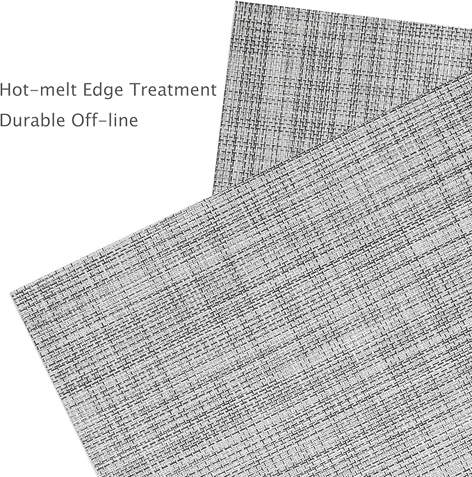 Myir JUN Placemats Set of 6, Vinyl Woven Placemats Place Mats Indoor Washable Table Mats Non-Slip Place mats for Dining Table (Light Gray, Set of 6)