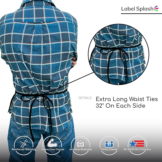LABELPLASH 2 Pocket Canvas Work Waist Nail Apron Belt Washable Tool Utility Gardening Woodworkers Roofers Artists & Crafts