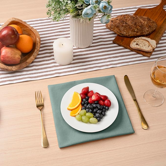 Blue Needles Solid Cloth Napkins Set of 6 Hunter Green 100% Cotton Dinner Napkins 18x18 inches - Soft, Reusable, Absorbent & Washable, Ideal for Spring Summer Easter Events Parties & Everyday Use