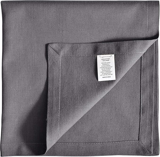 FINGERCRAFT Dinner Cloth Napkin Cotton Linen Blend 12 Pack Natural Premium Quality Mitred Corner for Every Day Use Pre Shrunk and Good Absorbency 18x18 in Easter Color Charcoal