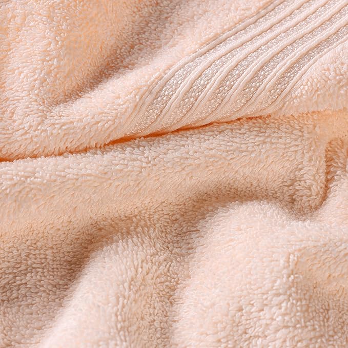 Superior Egyptian Cotton 3-Piece Towel Set, Basic Towels For Bathroom, Home Decor, Guest Bath, Shower, Apartment, Included 1 Face, 1 Hand, 1 Bath Towel, Washcloth, Quick Dry, Peach