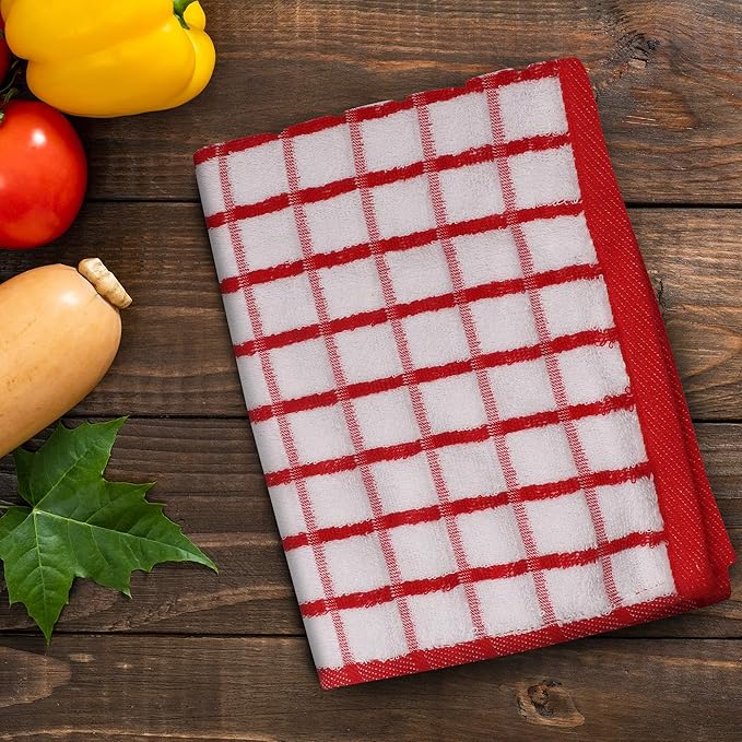 Urban Villa Terry Kitchen Towels 100% Cotton Dish Towels for Kitchen (Set of 6) 20”x30” Dish Cloths Absorbent Kitchen Linen Set with Hanging Loop Perfect for Drying Dishes Cleaning – Multi Color