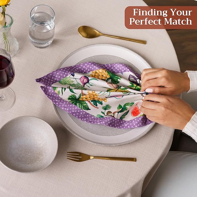 Maison d' Hermine Cloth Napkins Set of 4 100% Cotton Everyday Reusable Square Napkins Cloth Washable Dinner Party Wedding Restaurant Gifts for Mothers Day Spring/Summer (Cavaillon, 18" x 18")