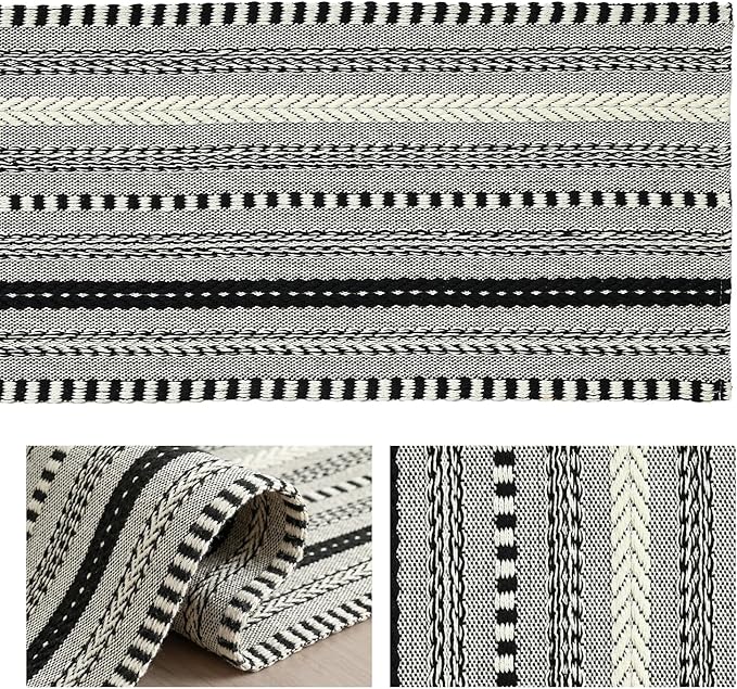 Artoid Mode Black Farmhouse Woven Table Runner, Seasonal Holiday Rustic Kitchen Dining Table Decoration for Home Party Decor 12x90 Inch