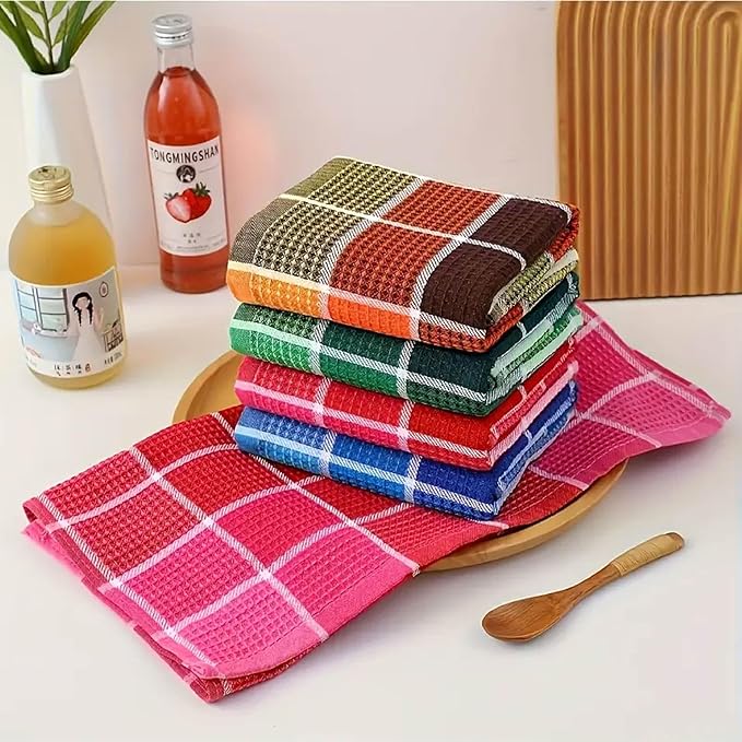 Premium Cotton Tea Towels Set– Super Absorbent, Durable & Soft, Kitchen Tea Towels for Drying, Cleaning, and Baking – Pack of 4, (68cm by 42cm) Eco-Friendly Dish Clothes.