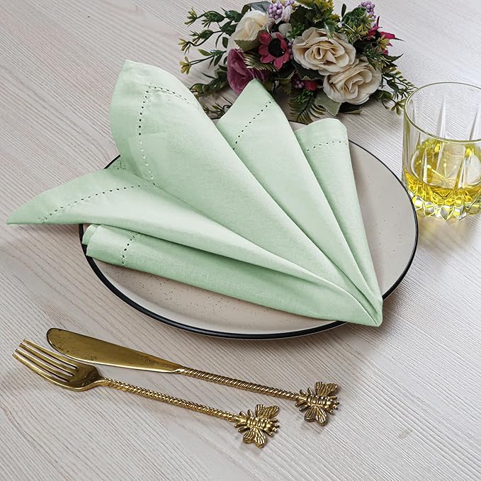 Cotton Cloth Napkins Set of 12, 18x18 Cotton Napkin Cloth Washable, Soft, Reusable Napkins for Wedding, Parties, Christmas, Thanksgiving, Everyday Use (Green) - ALPHA Living HOME