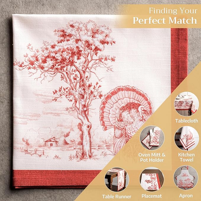 Maison d' Hermine Cloth Napkins Set of 4 100% Cotton for Thanksgiving Christmas Decorations Everyday Reusable Square Fall Napkins Cloth Washable Dinner Party (Holy Jouy - Red, 20"x20")