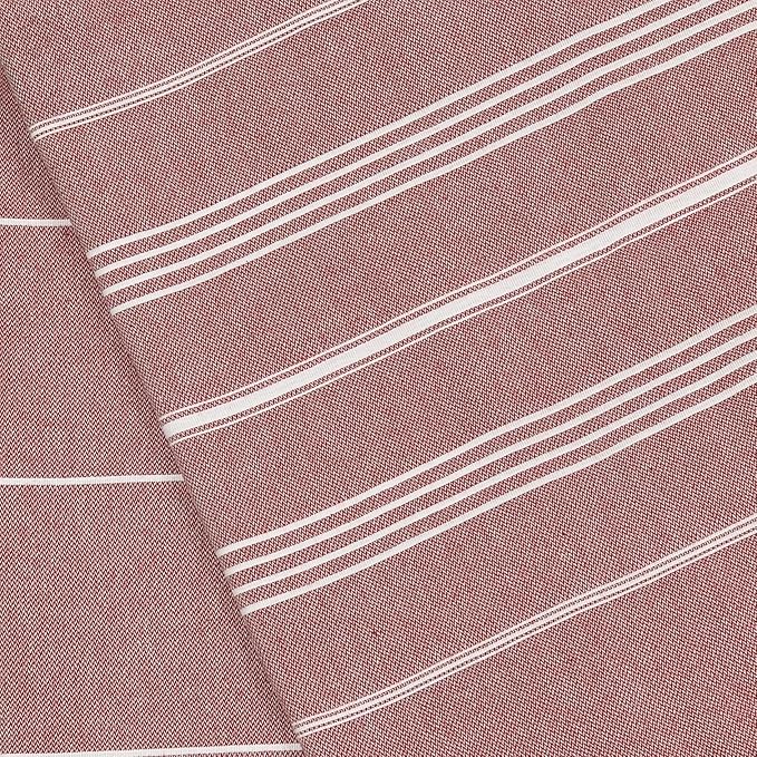 Bersuse Towels Anatolia XL Beach Blanket Throw Blanket Turkish Towel 100% Cotton Extra-Large Quick-Dry Lightweight Premium Peshtemal Towel - 61x82 Inches, Burgundy (Set of 6)