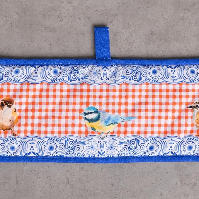 Maison d' Hermine Double Oven Mitts 100% Cotton 7"x35" Double Oven Mitt Heat Resistant BBQ Cooking Gloves with Loop Baking Grilling Gifts for Mothers Day Spring Summer (Amsterdam Canals)