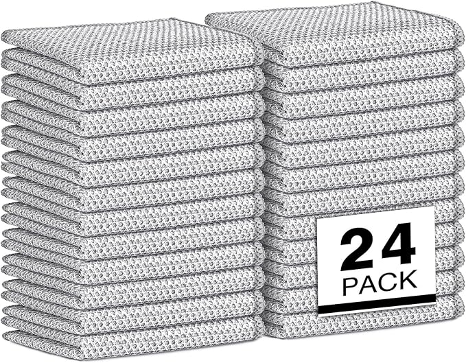 AIDEA Non Scratch Wire Dishcloth 24PK, Wire Dishwashing Rag for Wet and Dry, Dish Cloths for Washing Dishes, Cleaning Pads Steel Scrubber for Cookware, Sinks, Dishes, Stove Tops, 7"×8"