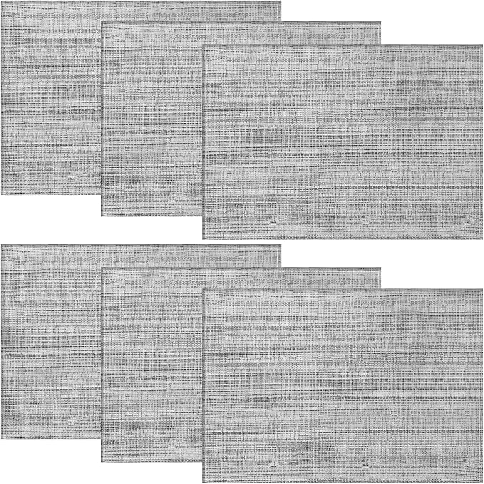 Niviy Grey Placemats Set of 6, 12x18 Inch Washable Easy to Clean Heat-Resistant Anti-Skid Grey Placemats for Holiday Party Kitchen Dining Room Decoration
