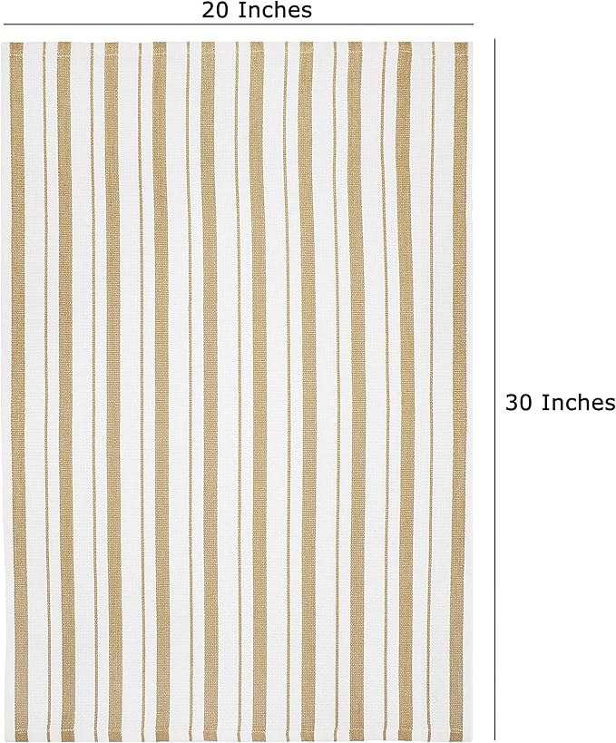 COTTON CRAFT Oversized Kitchen Towels - 4 Pack 100% Cotton Basketweave Tea Dish Towels - Absorbent Reusable Low Lint Quick Dry - Cooking Drying Restaurant Bar Cleaning Cloth Napkin -20x30 Linen Stripe