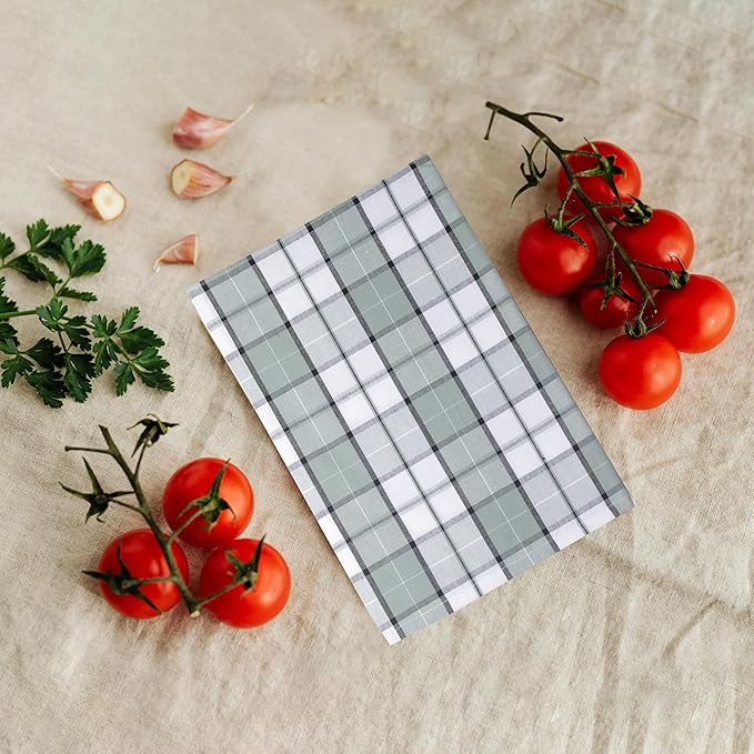Urban Villa Kitchen Towels Set of 6 Majestic Checks Kitchen Towels 20X30 Inches 100% Cotton Highly Absorbent Kitchen Towels Premium Quality Ultra Soft Mitered Corners KitchenTowels