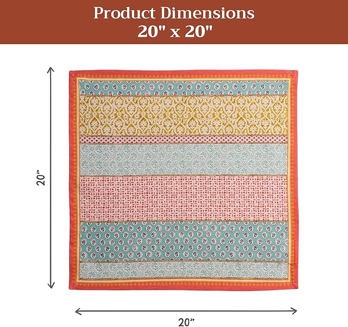 Maison d' Hermine Cloth Napkins Set of 6 100% Cotton Everyday Reusable Square Napkins Cloth Washable Dinner Party Wedding Restaurant Gifts for Mothers Day Spring/Summer (Provence, 20" x 20")