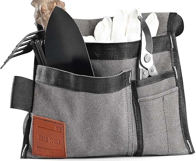 VIDAR TOOLS 6-Pocket Single Side Tool Belt Pouch/Utility Belt Bag/Tool Apron for Carpenter/Gardening/Waist .Durable Canvas Construction.Comfortable Adjustable Belt.Light Weight (grey)