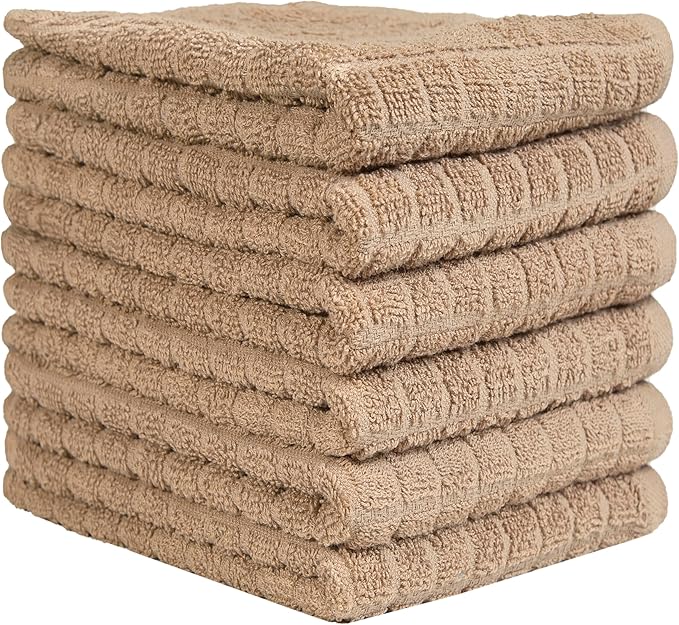Bumble Kitchen Towels (6 Pack) | 16” x 28” | 100% Cotton Kitchen Towels | 385 GSM | Soft, Highly Absorbent & Durable Dish Towels for Kitchen | Tan