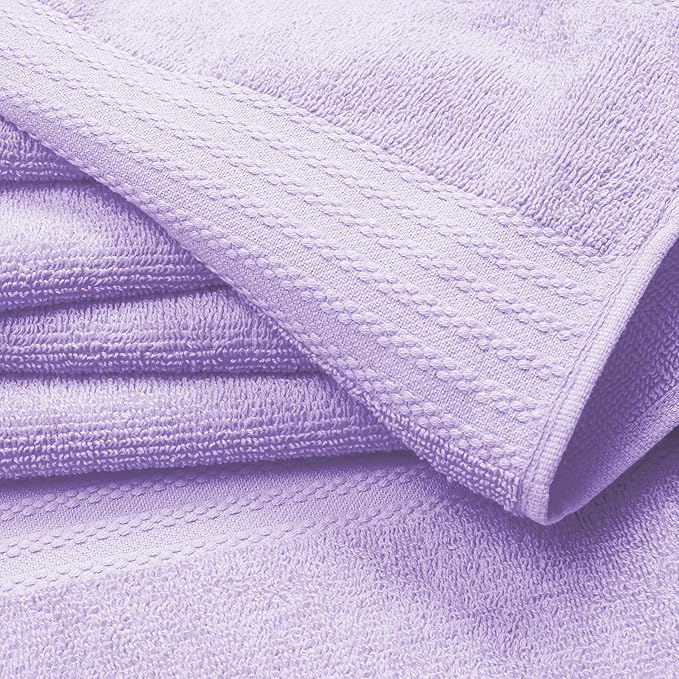 GLAMBURG Ultra Soft 12-Piece Washcloths Set 13x13-100% Ringspun Cotton - Durable & Highly Absorbent Face Towels - Ideal for use in Bathroom, Kitchen, Gym, Spa & General Cleaning - Purple