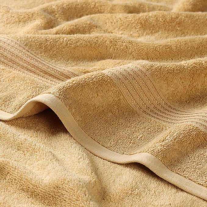 Superior Egyptian Cotton 3-Piece Towel Set, Basic Towels For Bathroom, Home Decor, Guest Bath, Shower, Apartment, Included 1 Face, 1 Hand, 1 Bath Towel, Washcloth, Quick Dry, Gold