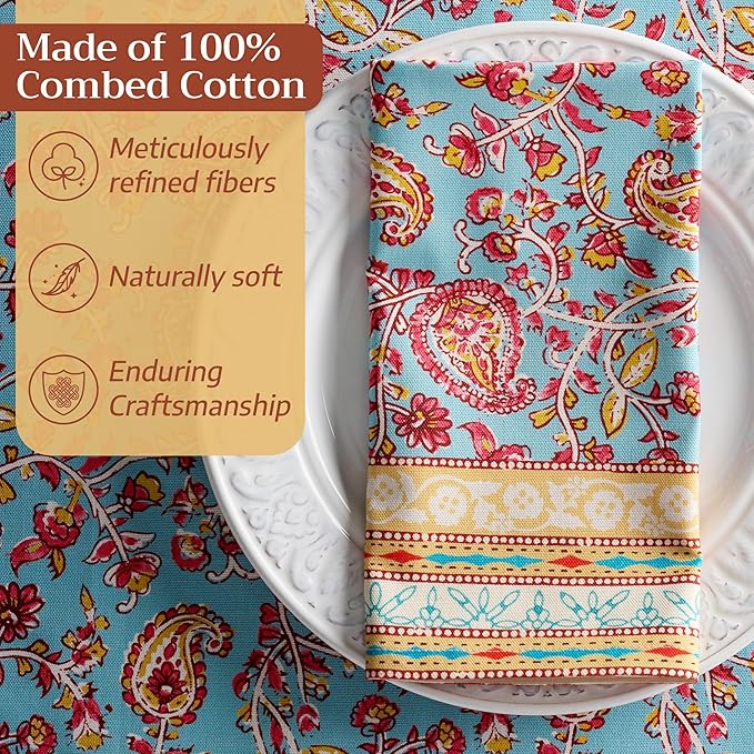 Maison d' Hermine Napkin 100% Combed Cotton Premium Cloth Napkin Decorative Washable Napkins Set of 4 for Home, Kitchen, Dining, Cocktail Parties & Camping - Lauris (20”X20”)
