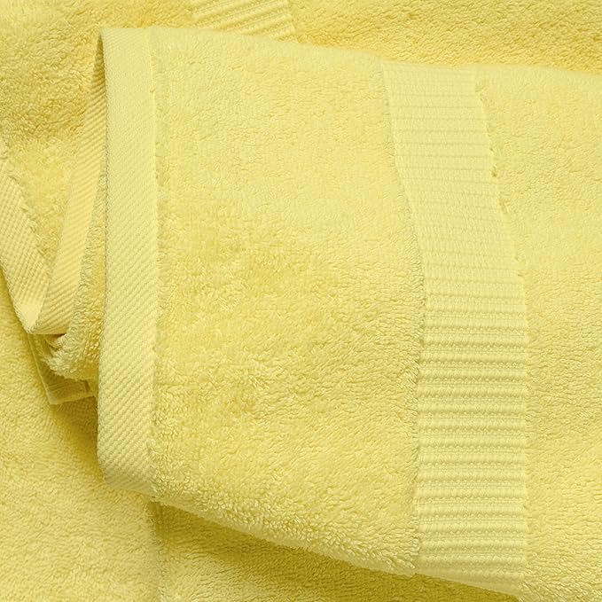 SALBAKOS 100% Turkish Cotton Hand Towel Set of 6 16x30 inch | Premium Quality | Hotel & Spa Collection | Soft, Super Absorbent, Long Lasting Hand Towels | Made in Turkey (Yellow, 6 Hand Towels)