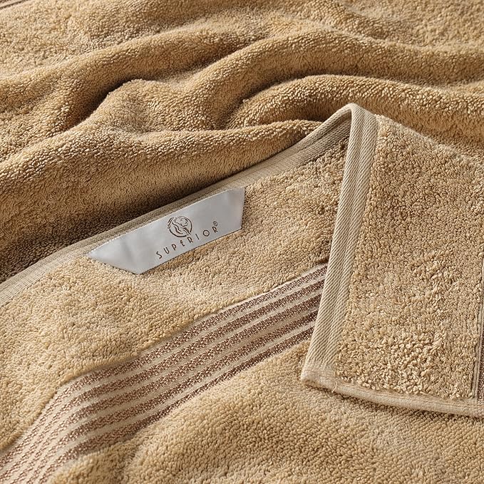 Superior Egyptian Cotton 8-Piece Towel Set, Assorted Towels for Home Bathroom, Guest Bath Decor Essentials, Includes 2 Bath, 4 Hand, 2 Face Towels/Washcloths, Quick Dry, Absorbent, Toast