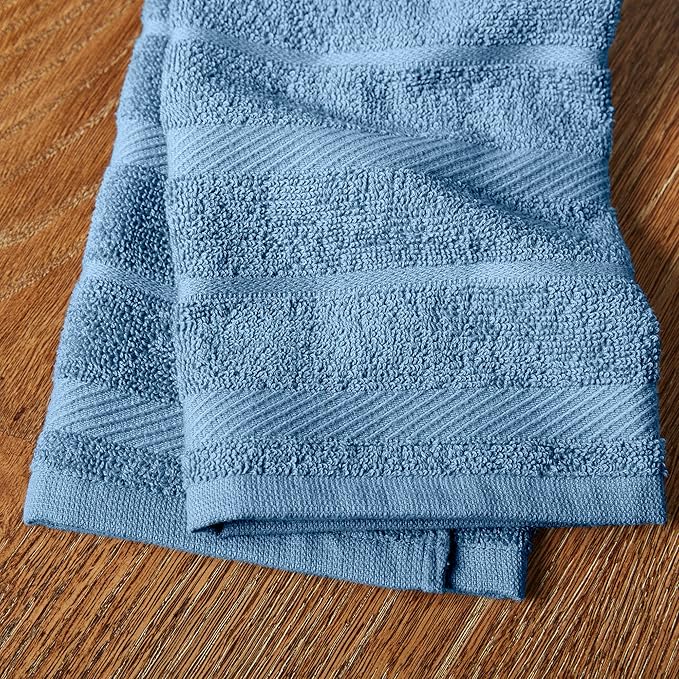 KitchenAid Albany Kitchen Towel 4-Pack Set, Blue Velvet/White, 16"x26"