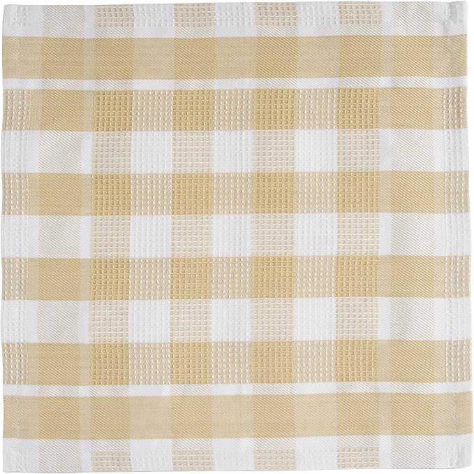 LANE LINEN 100% Cotton Kitchen Dish Cloths, Ultra Soft Absorbent Quick Drying Dish Towels, Multiweave Wash Cloths Dish Towel Sets, 12x12 Inches, 12 Pack - Beige
