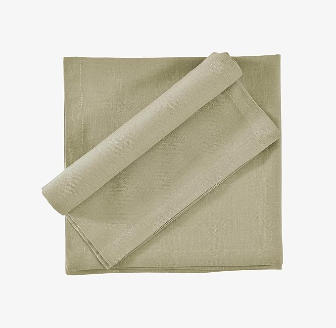 FINGERCRAFT Dinner Cloth Napkins, Cotton Linen Blend Mitered Corner Napkins Cloth 12 Pack Natural Premium Quality for Every Day Use, Parties, Easter, Thanksgiving, Weddings, 18x18 inch Sage Green