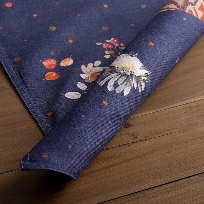 Maison d' Hermine Placemats Set of 4 100% Cotton Washable Cloth Place Mats, Reusable Table Mats for Thanksgiving Christmas Decorations Kitchen Dining Party Wedding (Kelim - Infinity, 13" x 19")