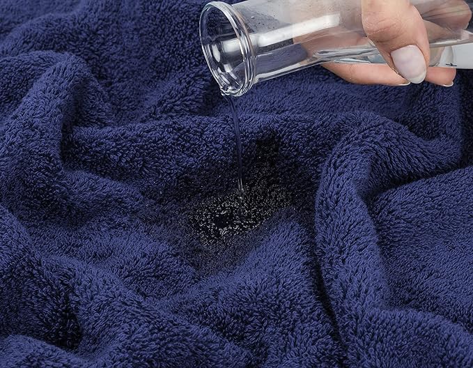 American Soft Linen Luxury Hand Towels for Bathroom, 600 GSM Heawy Weight 16x28 Size 100% Cotton Turkish 4 Piece Hand Face Towel Set, Navy Blue Hand Towels