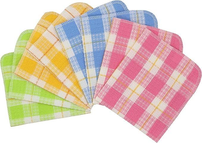 Mia'sDream Cotton Rags Terry Dish Cloths Dish Rags for Cleaning, Absorbent Cleaning Rags Lint Free Cleaning Cloths Pack of 8, 13inch x 13inch Multi Colors